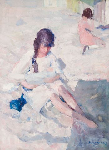 Woman with a Child on the Beach