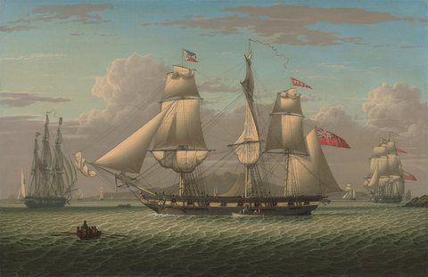 The Merchant Frigate Defiance in Three Positions off Loch Ryan