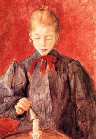 Girl Blowing Out a Candle