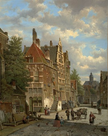Dutch Town Scene with Figures