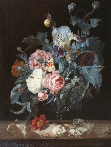 Still Life with Irises, Poppies and Other Flowers in a Vase