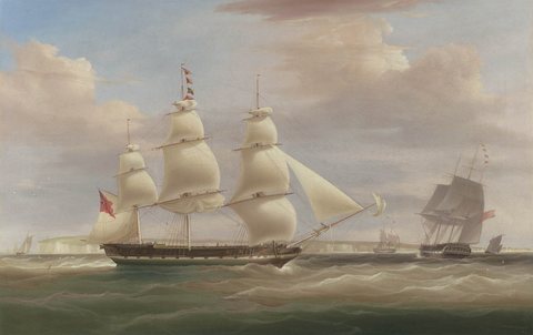 The East India Company Ship Inglis in Two Positions off Dover