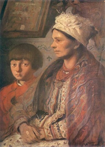 Съпругата на художника със сина им