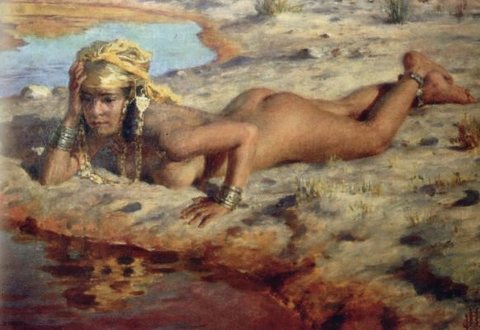 by the wadi
