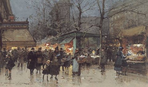 On a Grand Boulevard at Dusk