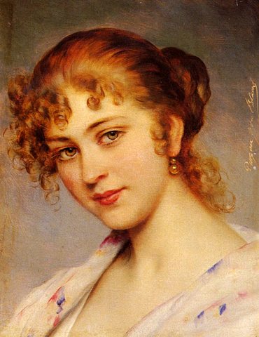 Blass Eugen Von A Portrait Of A Young Lady