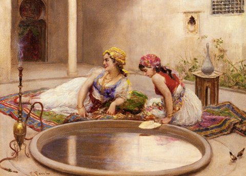 Fabio Reclining Odalisques By A Reflecting Pool