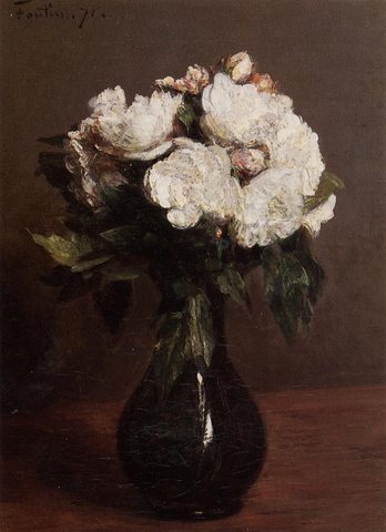 Henri White Roses in a Green Vase