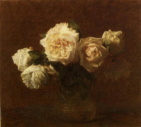 Henri Yellow Pink Roses in a Glass Vase