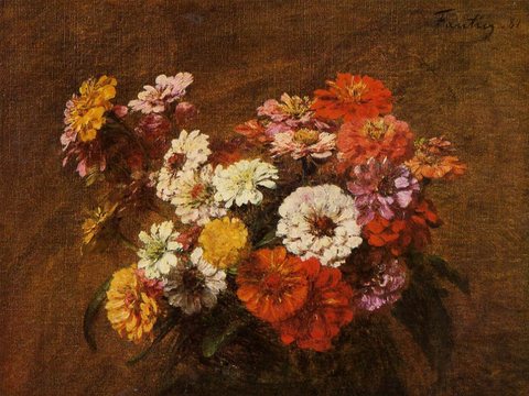 Henri Zinnias in a Vase