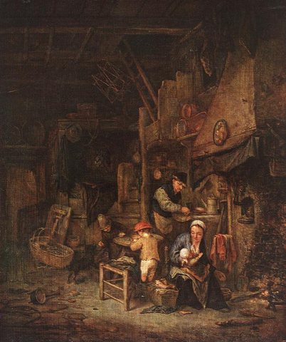 Adriaen Jansz van Interior With A Peasant Family