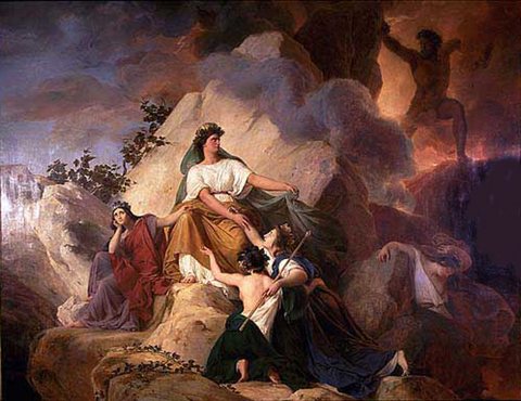 Francois Eduoard Cybele protege contre le Vesuve les villes de Stabiae Herculanum Pompei et