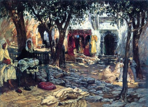 Bridgeman Frederick Arthur Idle Moments An Arab Courtyard