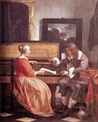Man And Woman Sitting At The Virginal