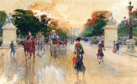 Busy Traffic On The Champs Elysees Paris