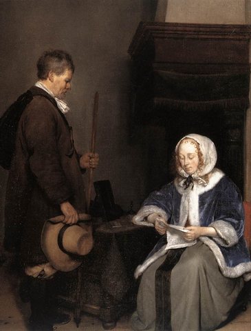 TERBORCH Gerard Lady Reading A Letter detail