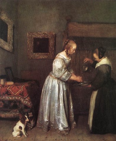 TERBORCH Gerard Woman Washing Hands