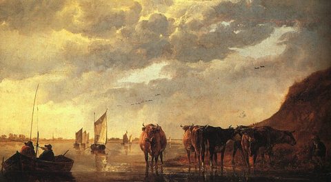 Aelbert Cuyp - Herdsman with Cows by a River - WGA5833.jpg