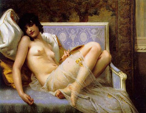 jeune femme denudee sur canape