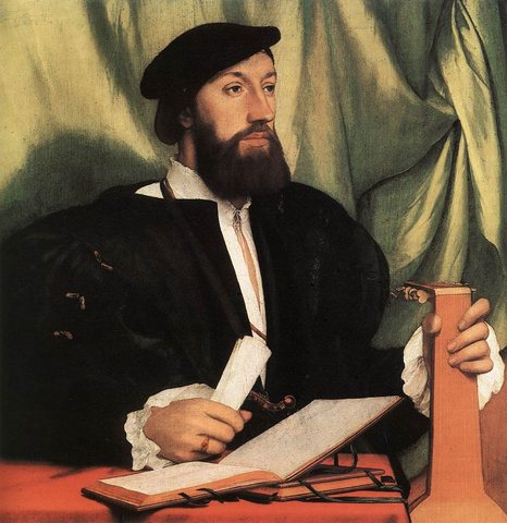 Holbien the Younger Unknown Gentleman with Music Books and Lute
