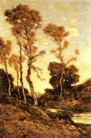 Henri Joseph Autumnal River Landscape