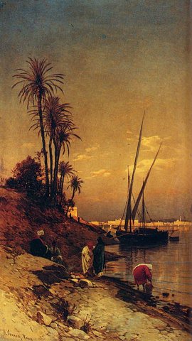 Hermann David Salomon At The Waters Edge