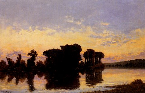 Jacques Henry Soleil Couchant Sur La Seine Pres Nantes