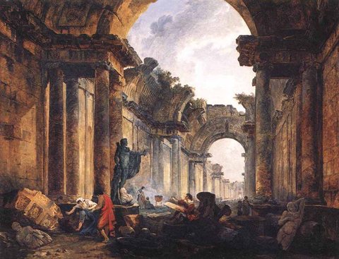 Imaginary View Of The Grande Galerie In The Louvre In Ruins