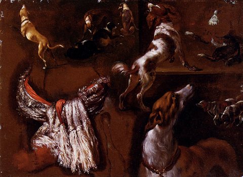 Hycinthe Francois Honore Studies Of Spaniels And Whippets