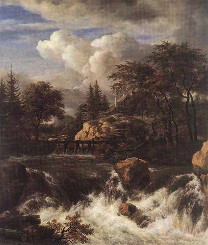 Jacob Isaackszon van Waterfall IN A Rocky Landscape