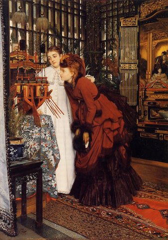 James Jacques Young Women Looking at Japanese Objects
