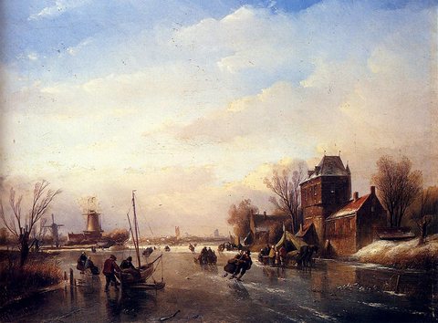 Jan Jacob Skaters On A Frozen River