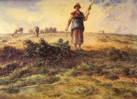 Jean Francois A Shepherdess And Her Flock