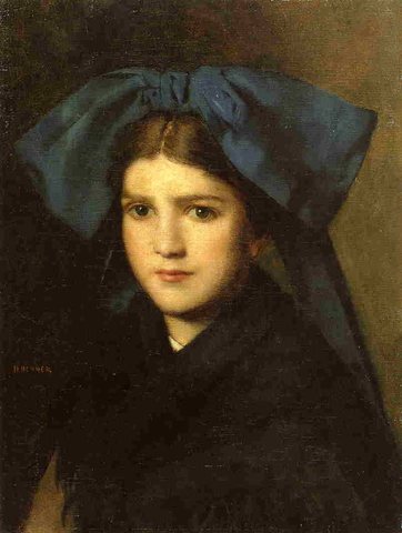 Jean Jacques Portrait of a Young Girl with a Bow in Her Hair