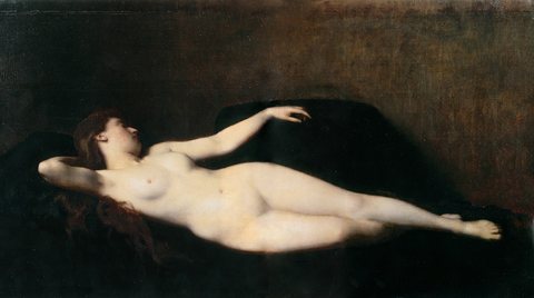 jean jacques donna sul divano nero