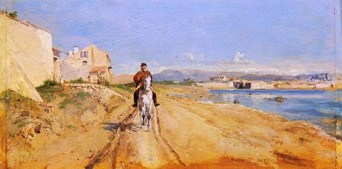 Jean Louis Ernest Self Portrait Along The Route De La Salice Antibes