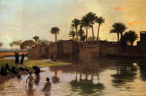 Jean Leon Bathers by the Edge of a River
