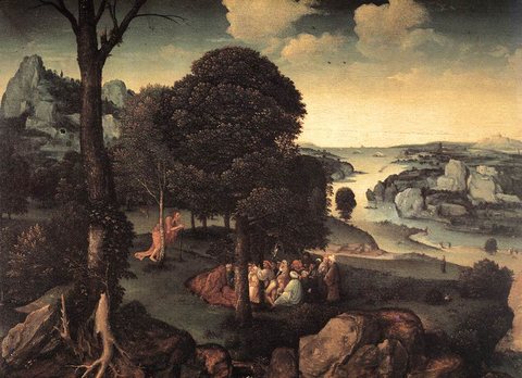 PATENIER Joachim Landscape With St John The baptist Preaching