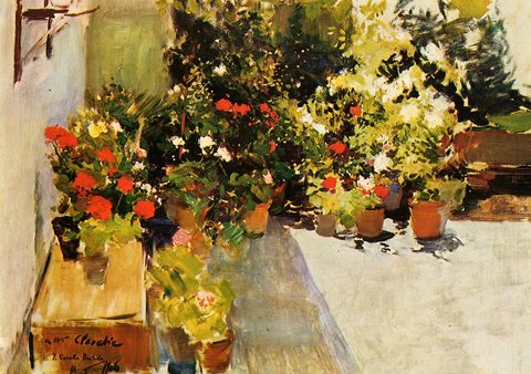 Sorolla y Bastida Joaquin A Rooftop with Flowers
