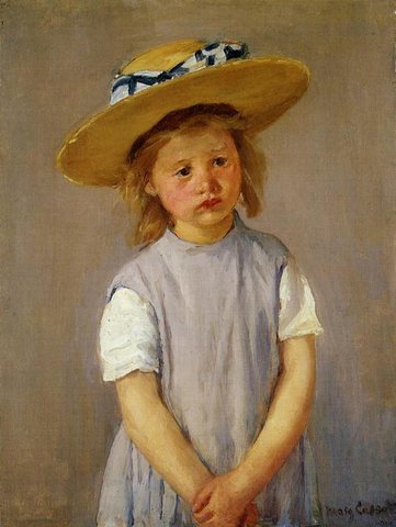 Little Girl in a Big Straw Hat and a Pinnafore
