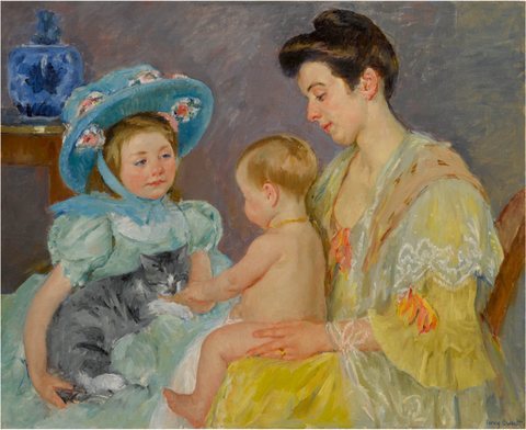 Children Playing with a Cat