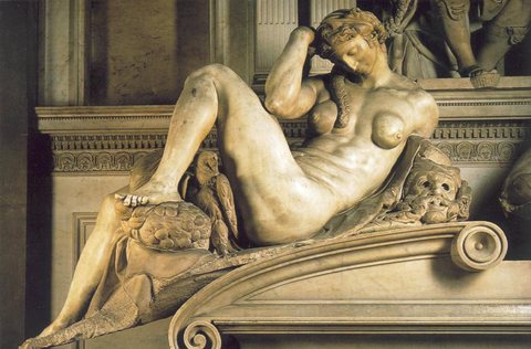 Tomb of Giuliano de- Medici detail Night