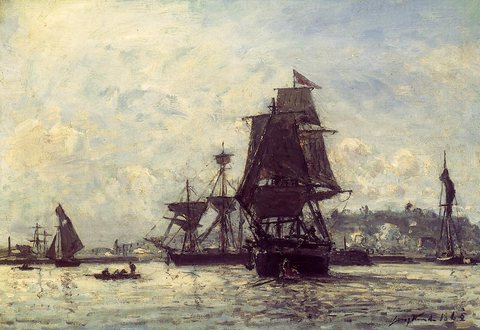 Johan Berthold Sailing Ships at Honfleur