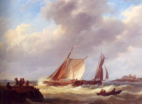 Fishermen On A Jetty Overlooking A River Estuary
