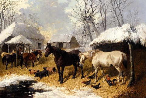 Herring John Frederick A Farmyard Scene In Winter