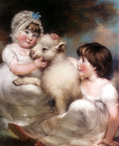 Portrait Of Miss E And Miss L Earle With A Lamb