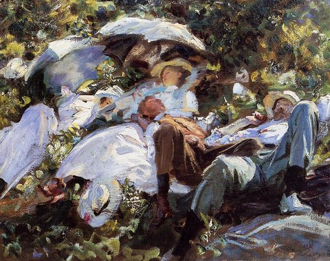Group with Parasols (A Siesta)