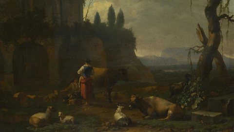 Peasants with Cattle by a Ruin