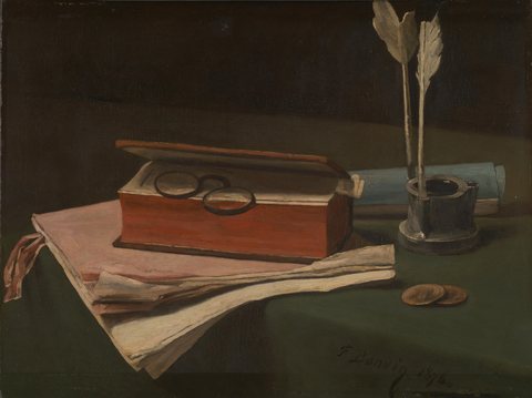 Still Life with Book, Papers and Inkwell