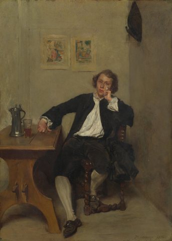A Man in Black smoking a Pipe